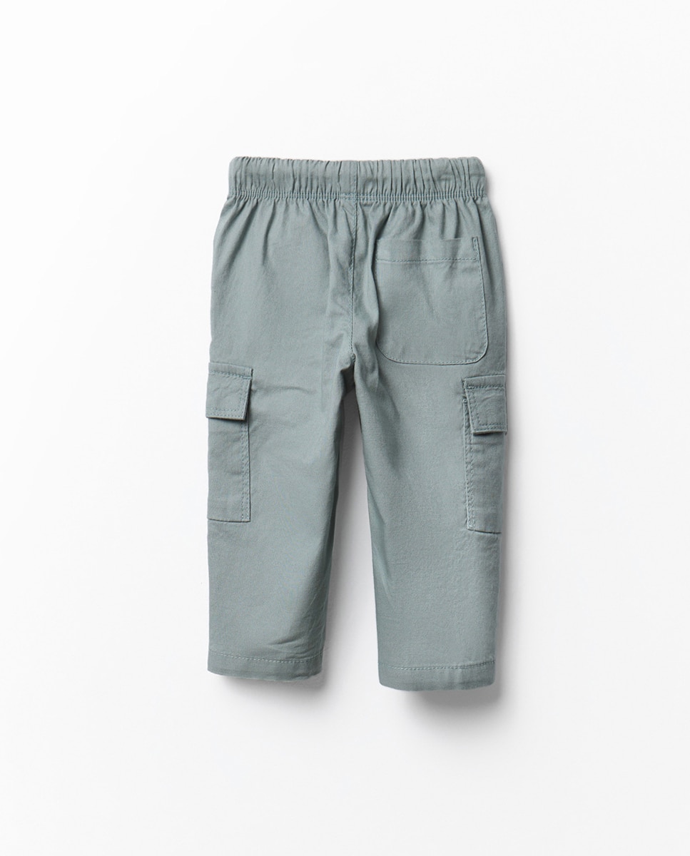 Calças Cargo em Algodão Caqui-4