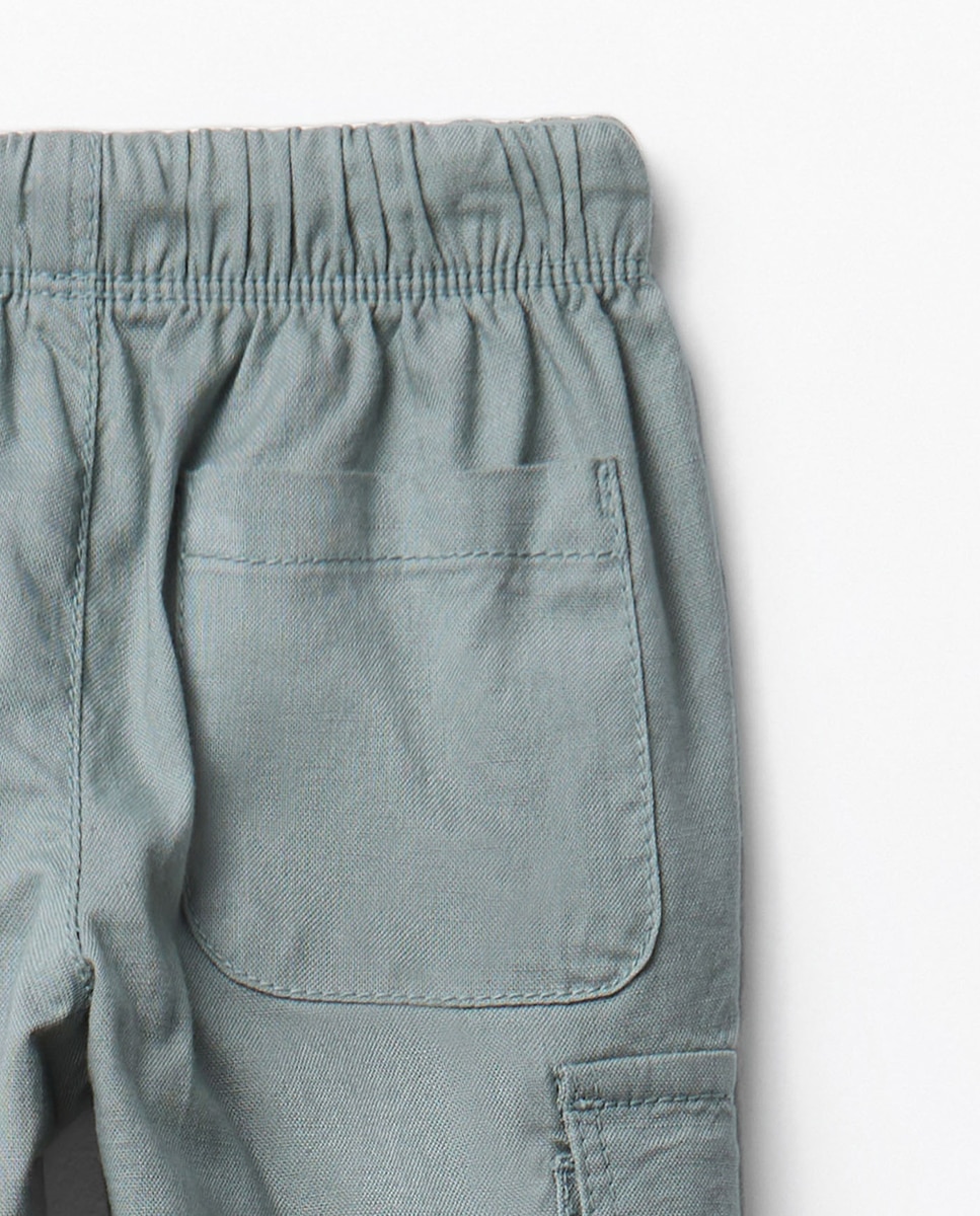 Calças Cargo em Algodão Caqui-5