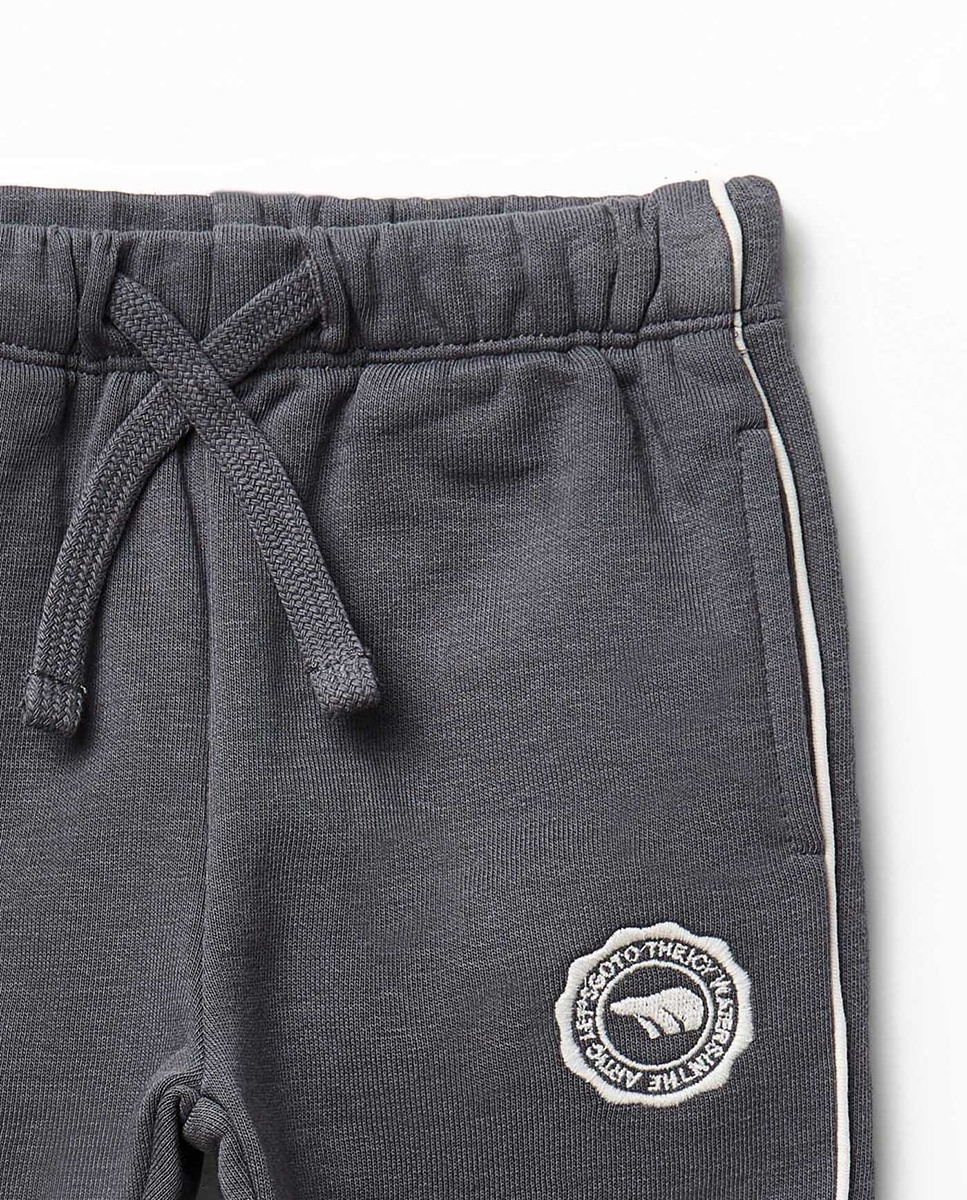 Joggers com Nervura em Contraste Later Sfera 820 Cinzento Médio-2