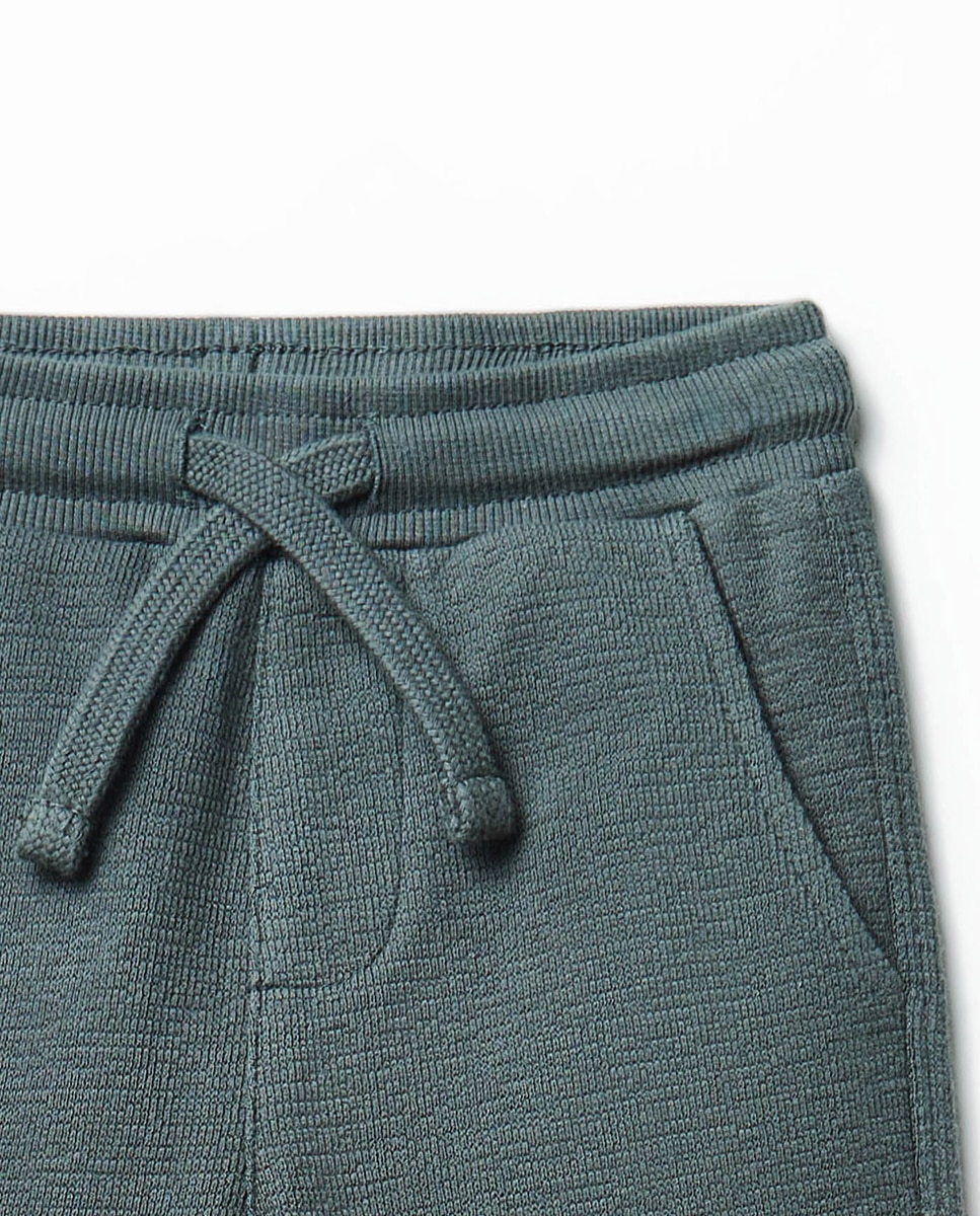 Joggers de Malha Rústica com Bolso Sfera Azul-escuro-2