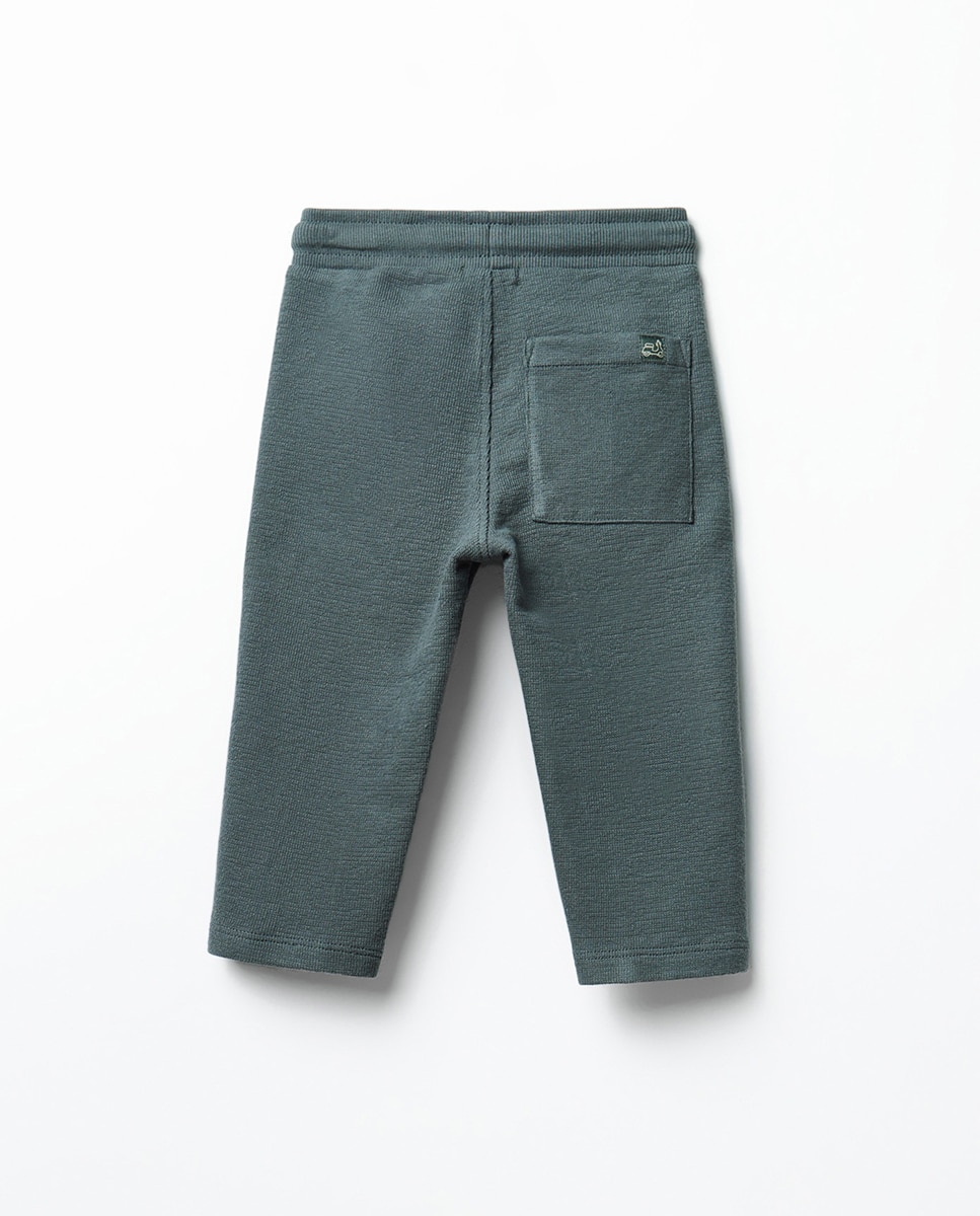 Joggers de Malha Rústica com Bolso Sfera Azul-escuro-3