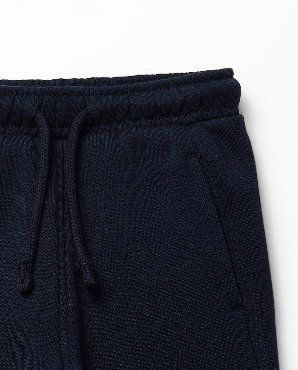 Joggers de Felpa com Cortes e Bolsos Azul-marinho-2