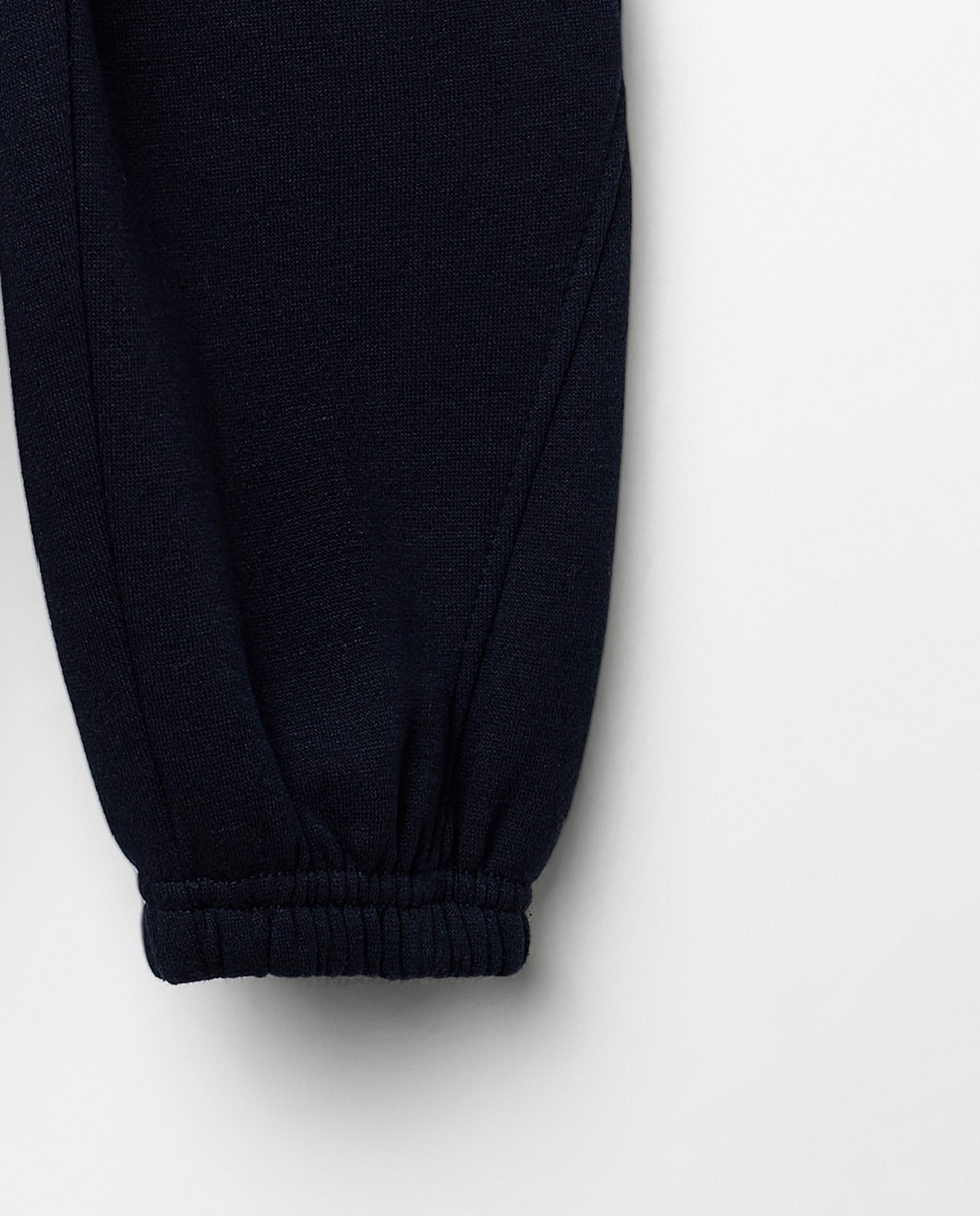 Joggers de Felpa com Cortes e Bolsos Azul-marinho-3