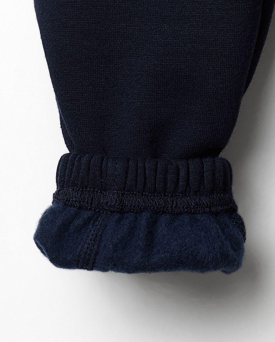 Joggers de Felpa com Cortes e Bolsos Azul-marinho-4