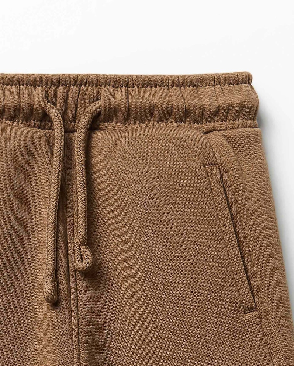 Joggers de Felpa com Cortes e Bolsos Castanho-2