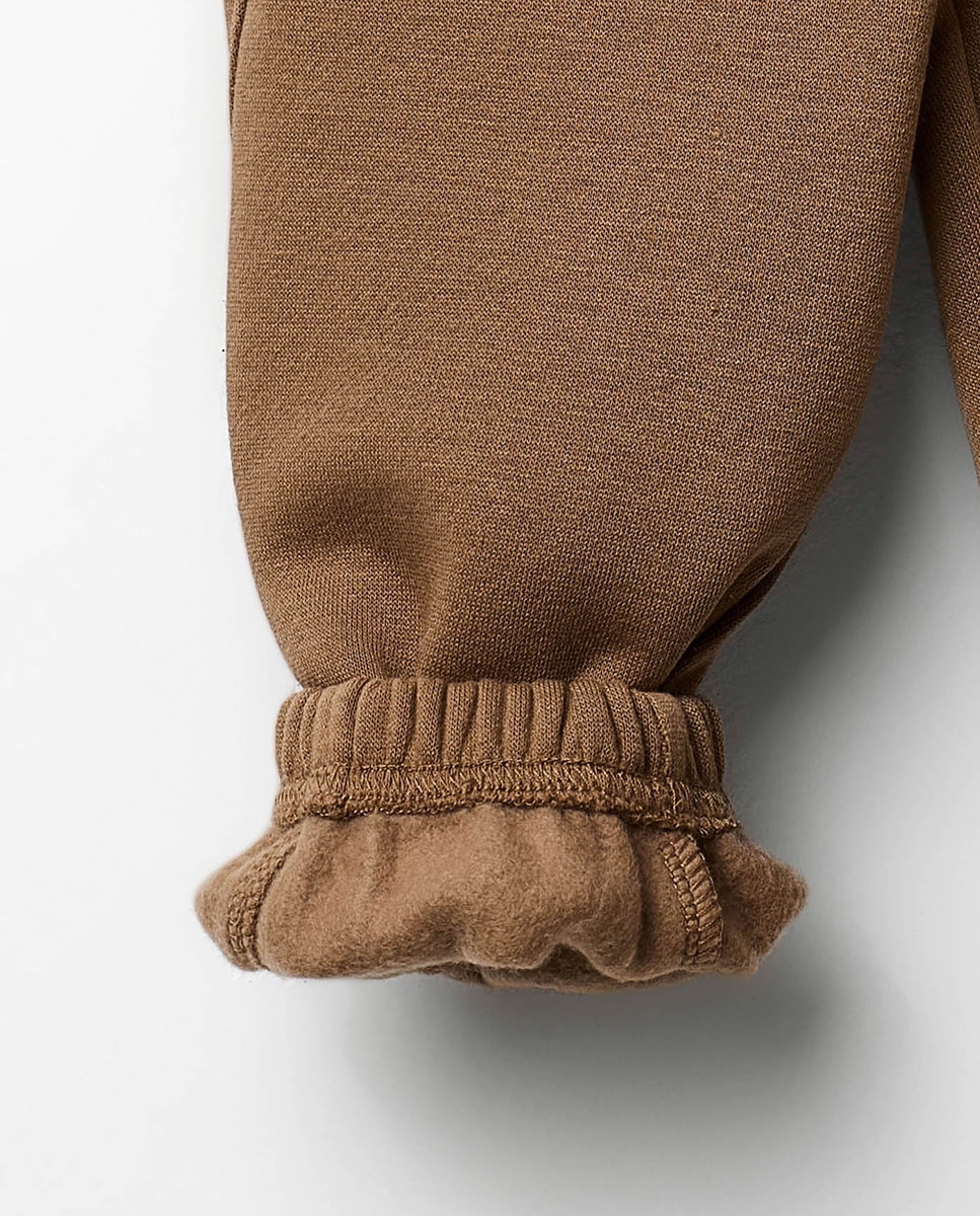 Joggers de Felpa com Cortes e Bolsos Castanho-3