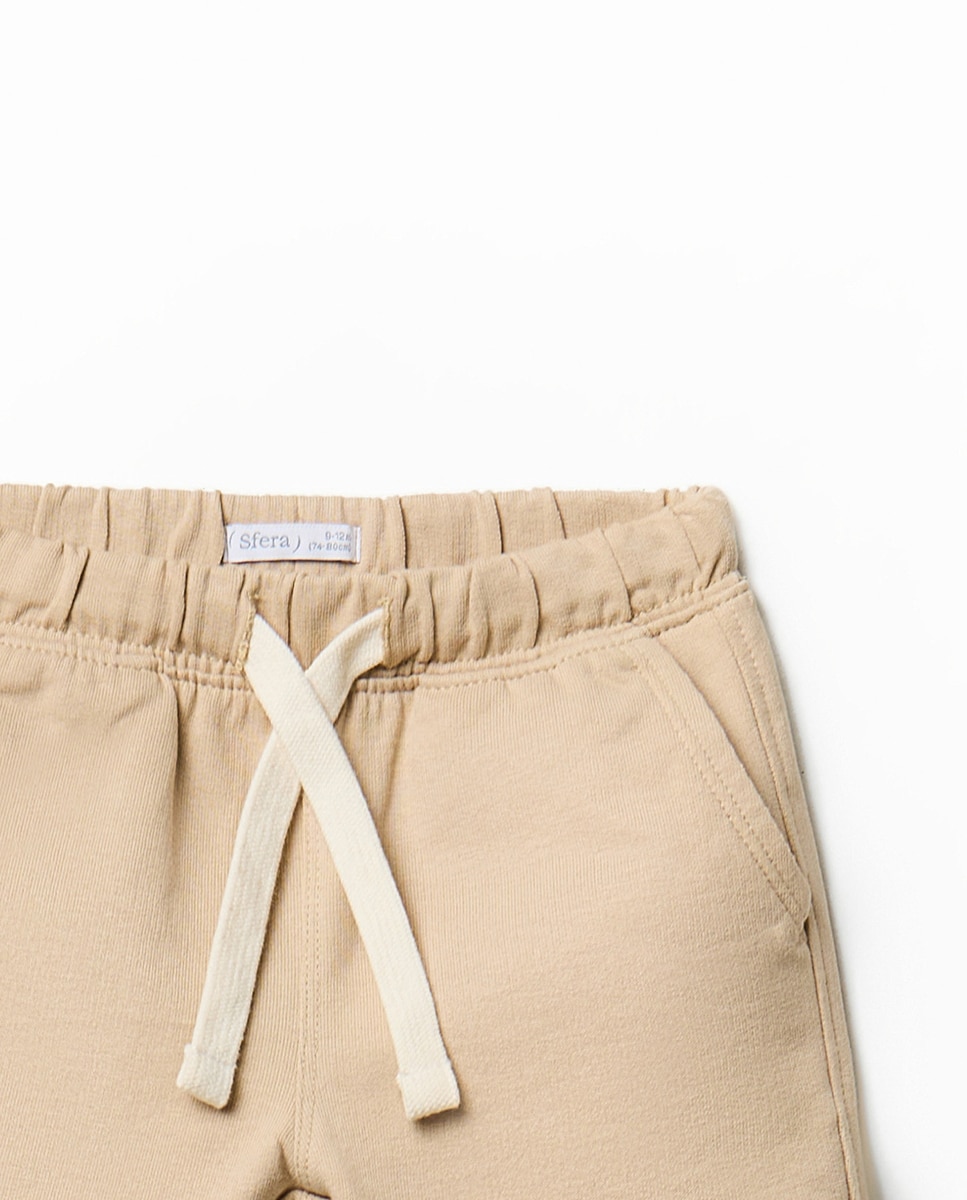 Bermudas de Algodão Terry Castanho-claro-2