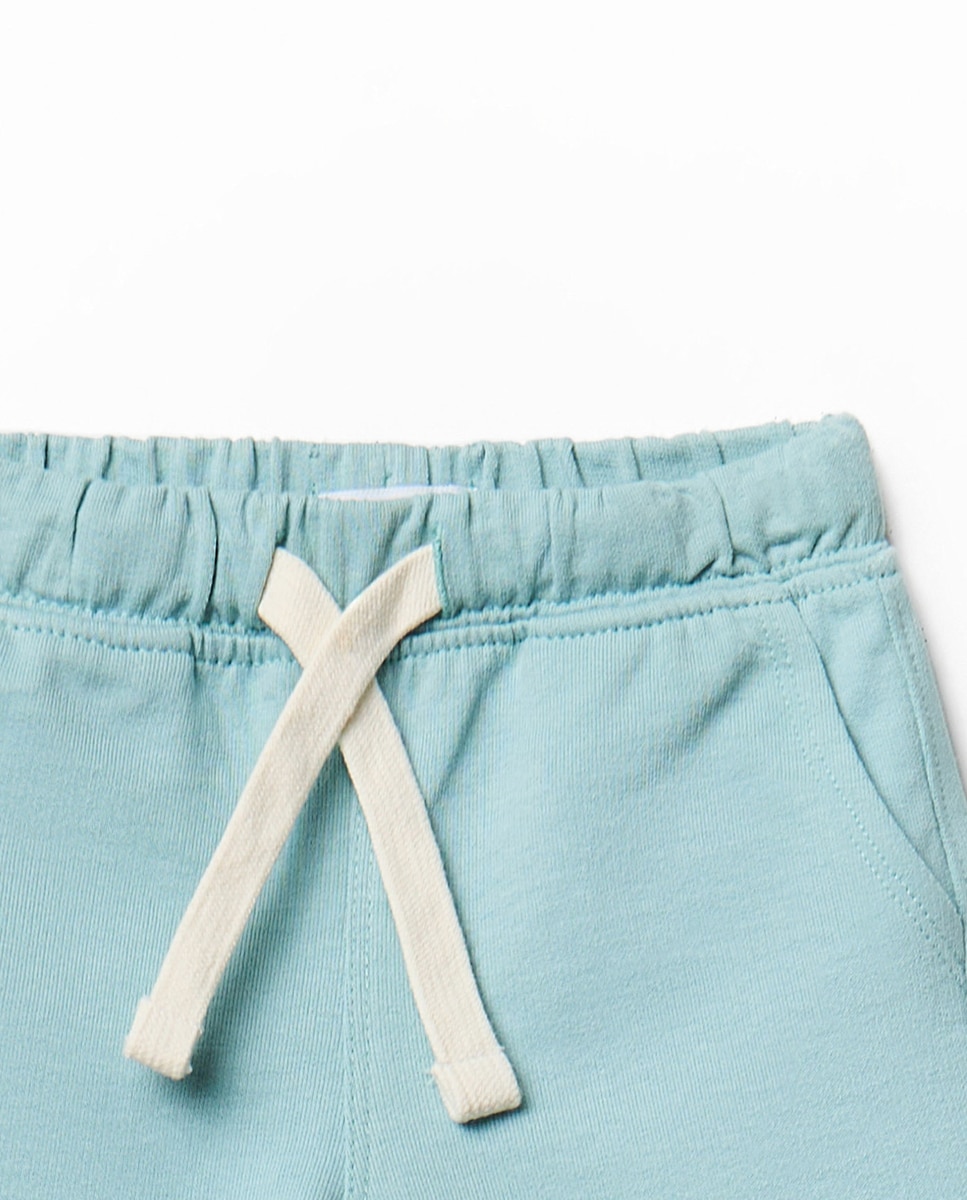 Bermudas de Algodão Terry Turquesa-2