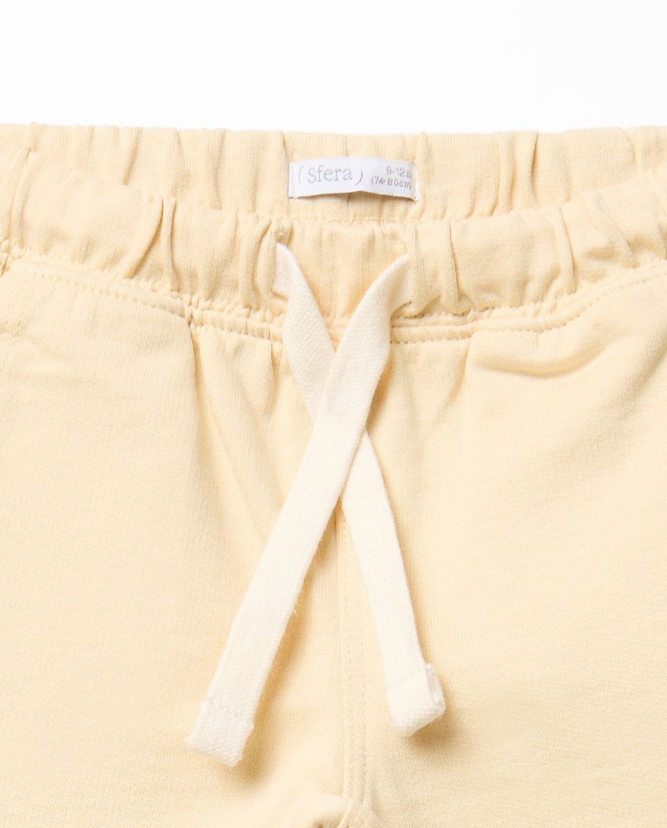 Bermudas de Algodão Terry Amarelo-2