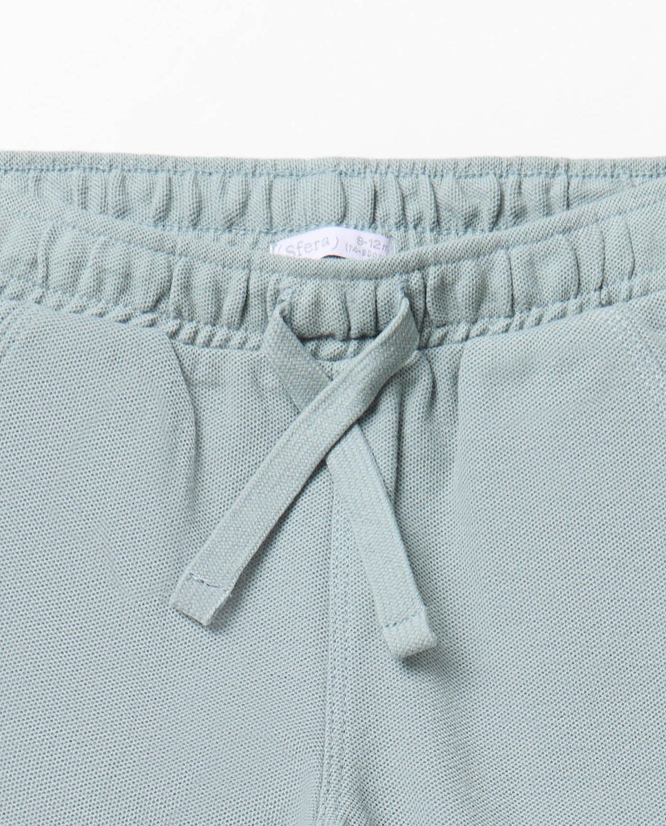 Bermudas de Algodão Piqué Sfera Verde-claro-2