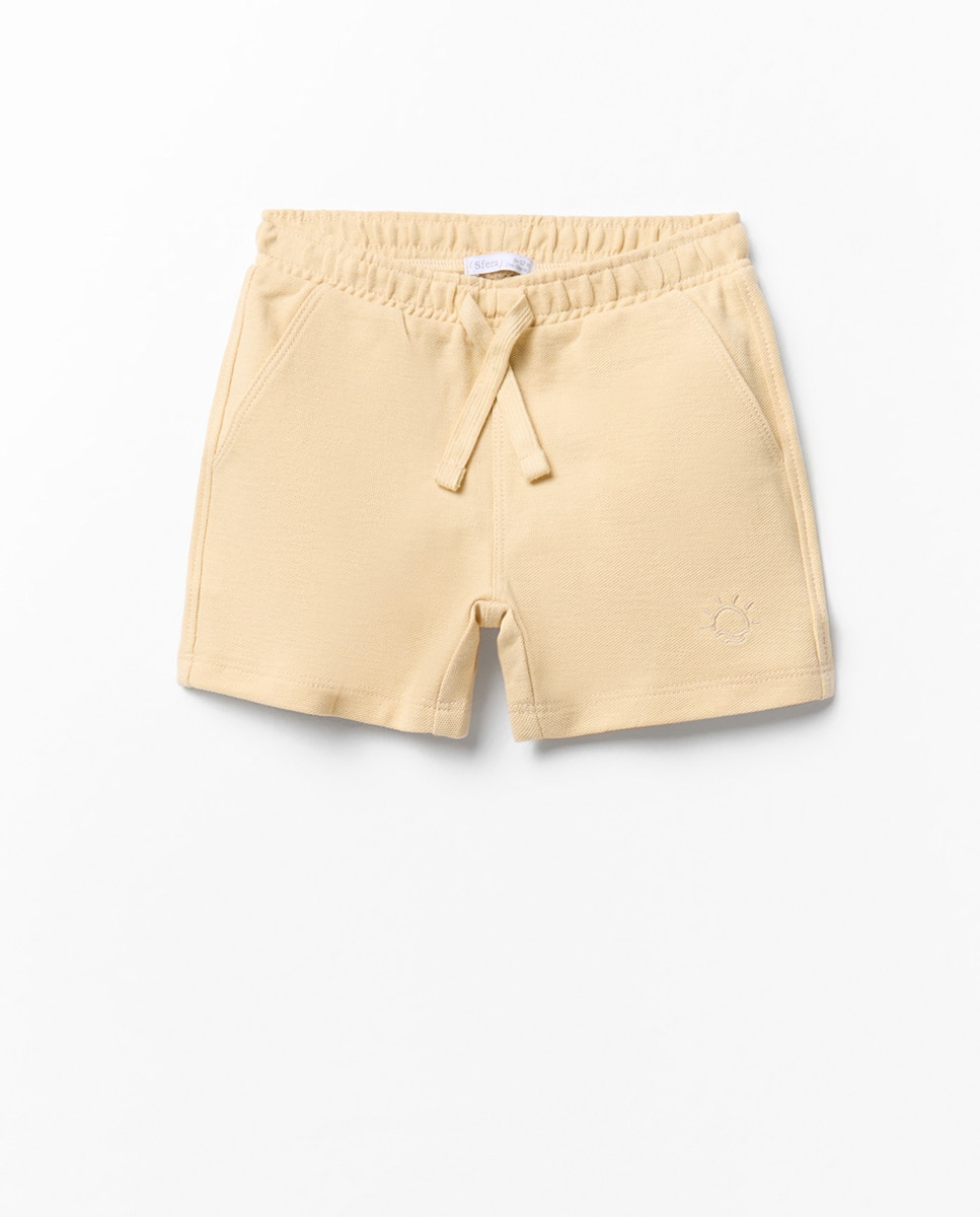 Bermudas de Algodão Piqué Amarelo-3