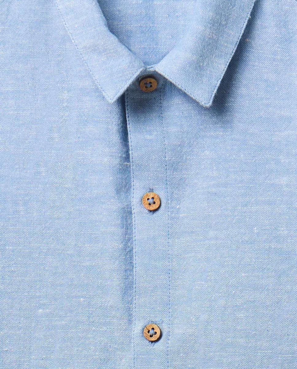 Camisa de Algodão Azul-4