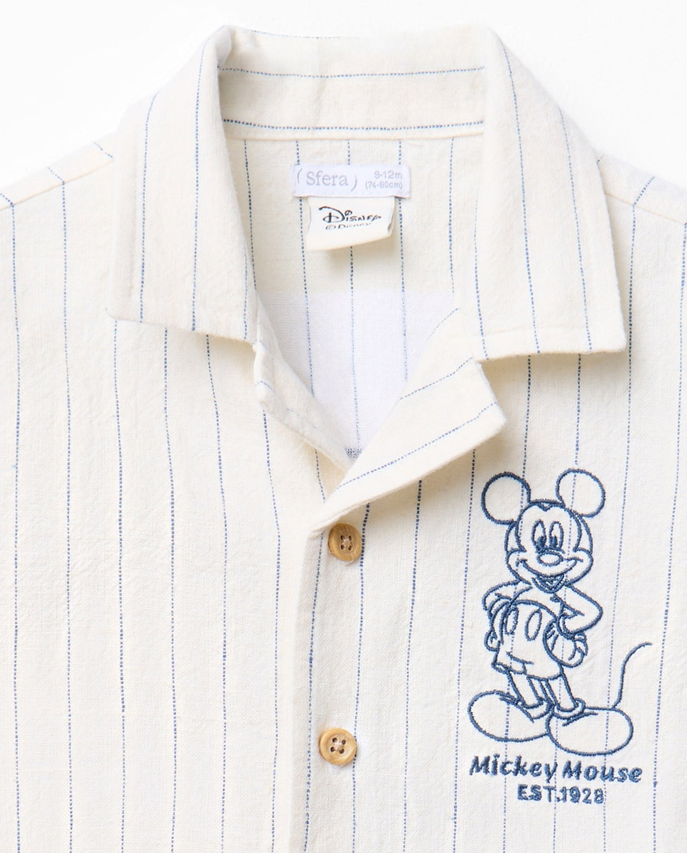 Camisa às Riscas com Bordado Sfera Branco-5