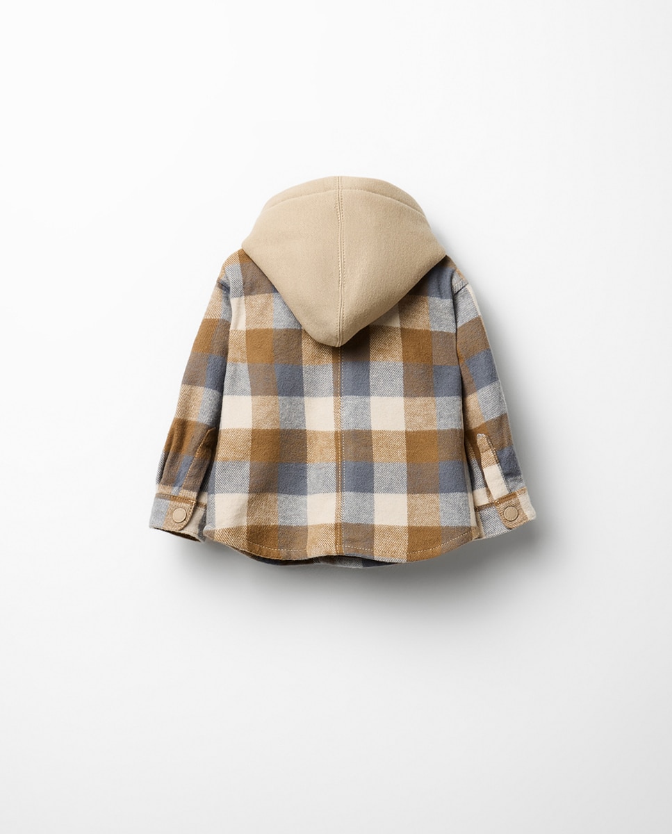 Sobrecamisa aos Quadrados com Capuz Sfera Torrado-4