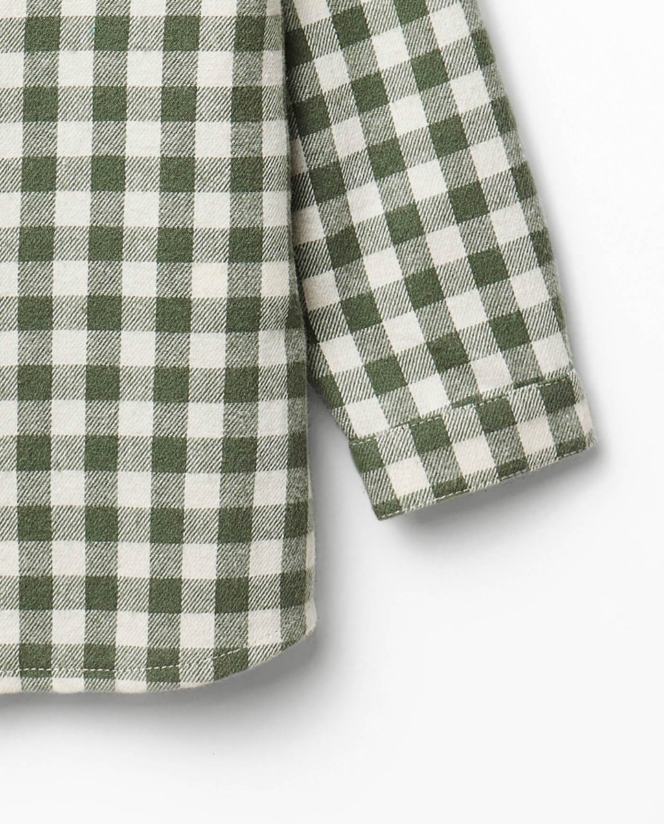 Camisa de Flanela com Vichy 520 Caqui-3