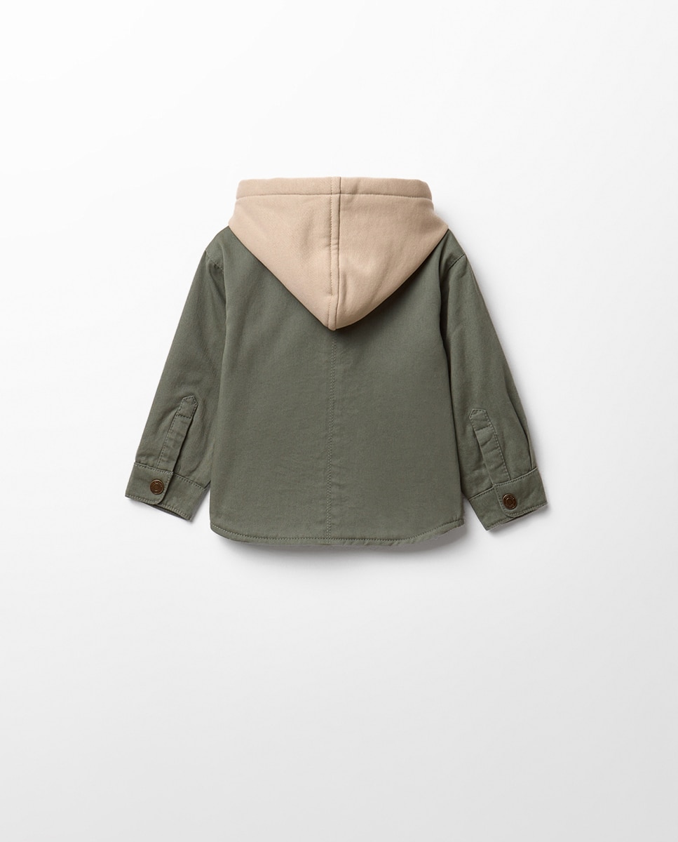 Sobrecamisa twill liso capuch - Sfera - 520 Kaki 520 Kaki-6