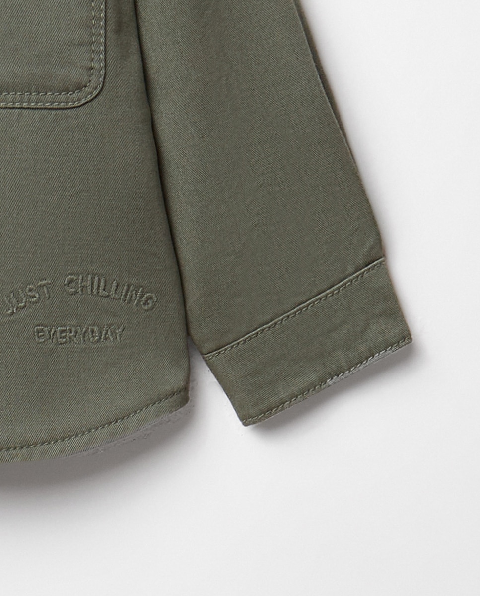 Sobrecamisa twill liso capuch - Sfera - 520 Kaki 520 Kaki-9