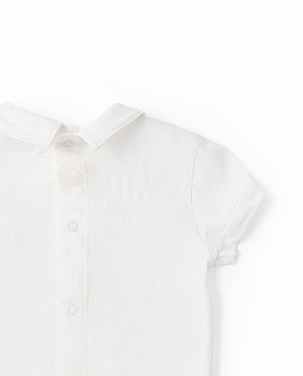 T-shirt com Colarinho de Polo Sfera Branco-3