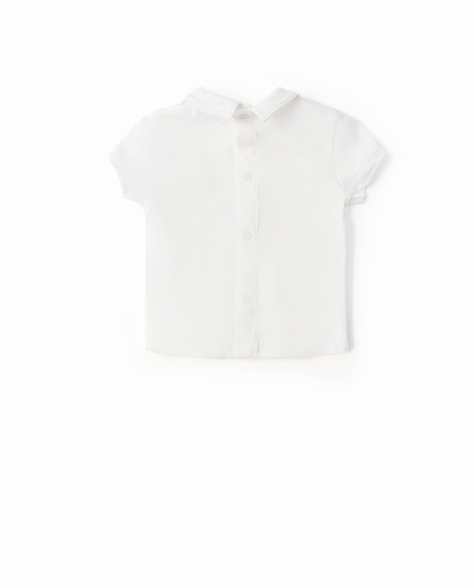 T-shirt com Colarinho de Polo Sfera Branco-4