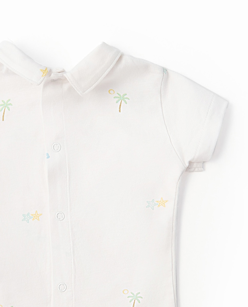 T-shirt com Colarinho de Polo Sfera Branco-4