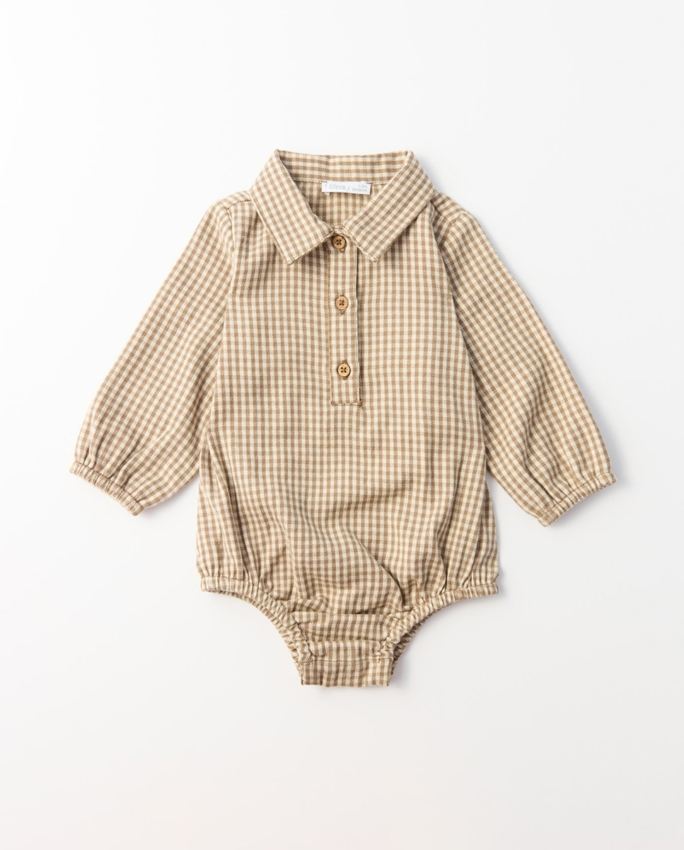 Babygrow de Flanela de Bebé Bege-2