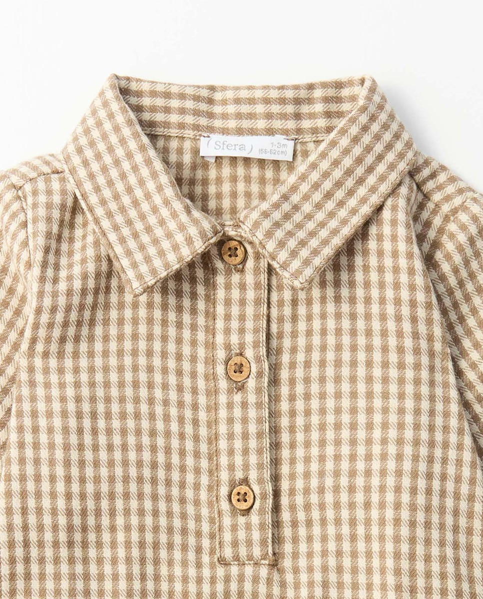 Babygrow de Flanela de Bebé Bege-3