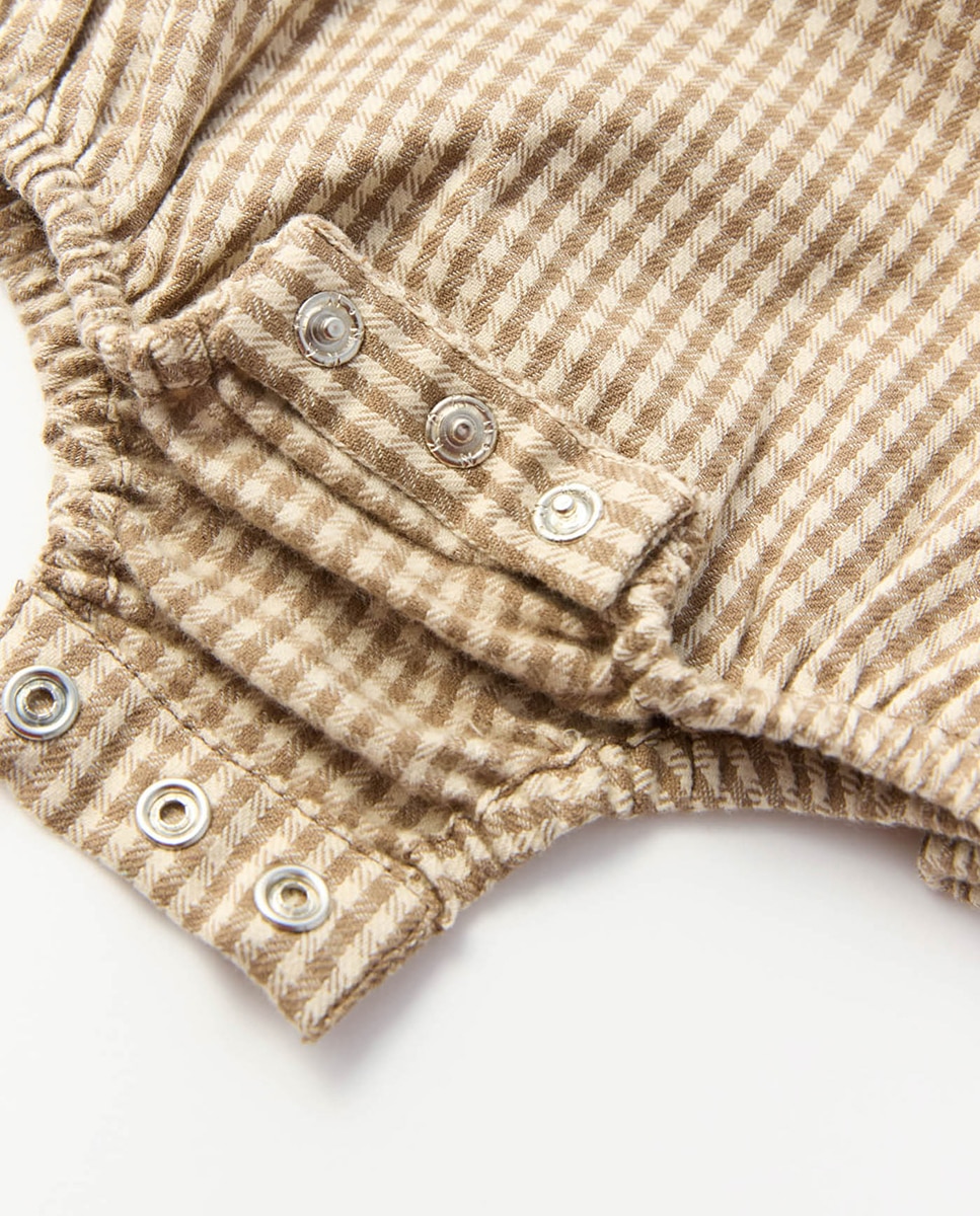Babygrow de Flanela de Bebé Bege-6
