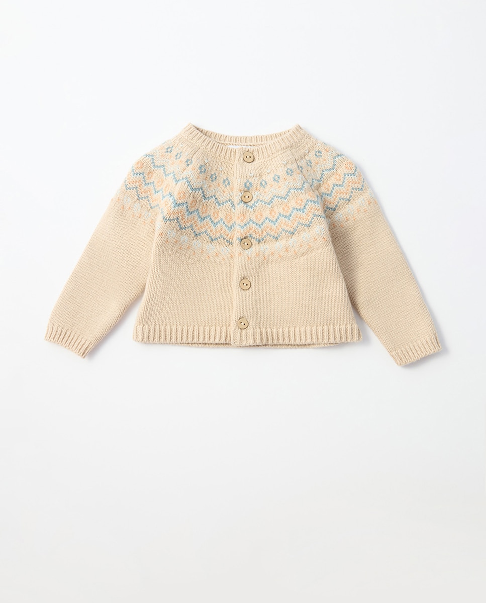 Chaqueta punto jacquard - Sfera - Beige Beige-1