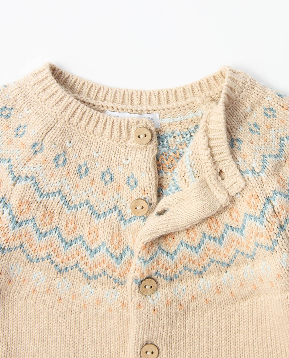 Chaqueta punto jacquard - Sfera - Beige Beige-2