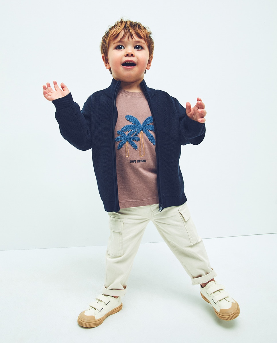 Cardigan com Fecho de Correr Sfera Azul-marinho-2