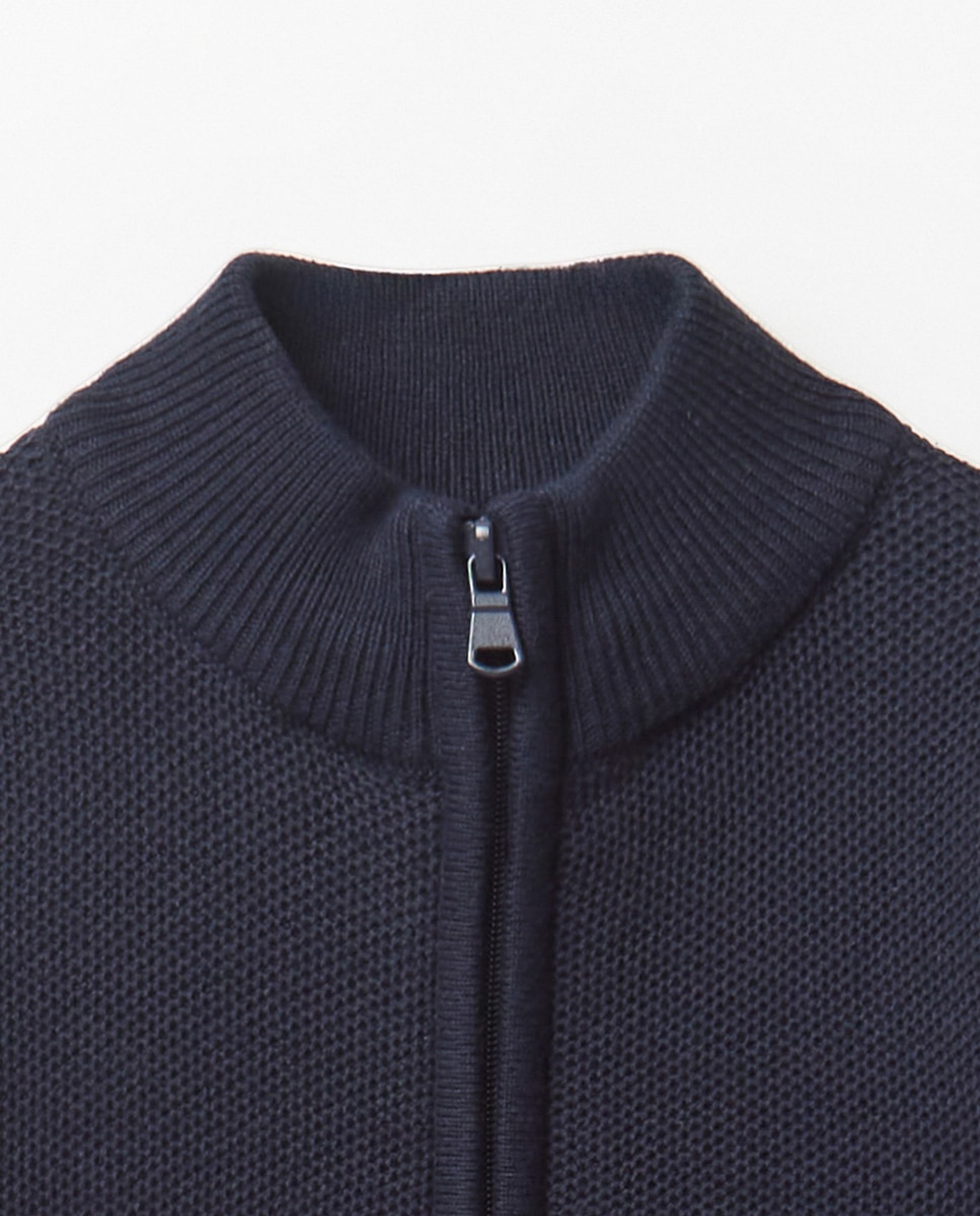 Cardigan com Fecho de Correr Azul-marinho-2