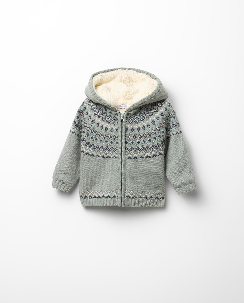 Chaqueta jacquard forrada - Sfera - 510 Verde claro 510 Verde claro-1