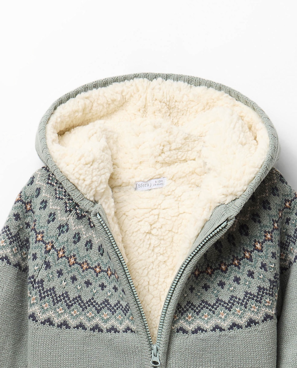 Chaqueta jacquard forrada - Sfera - 510 Verde claro 510 Verde claro-2