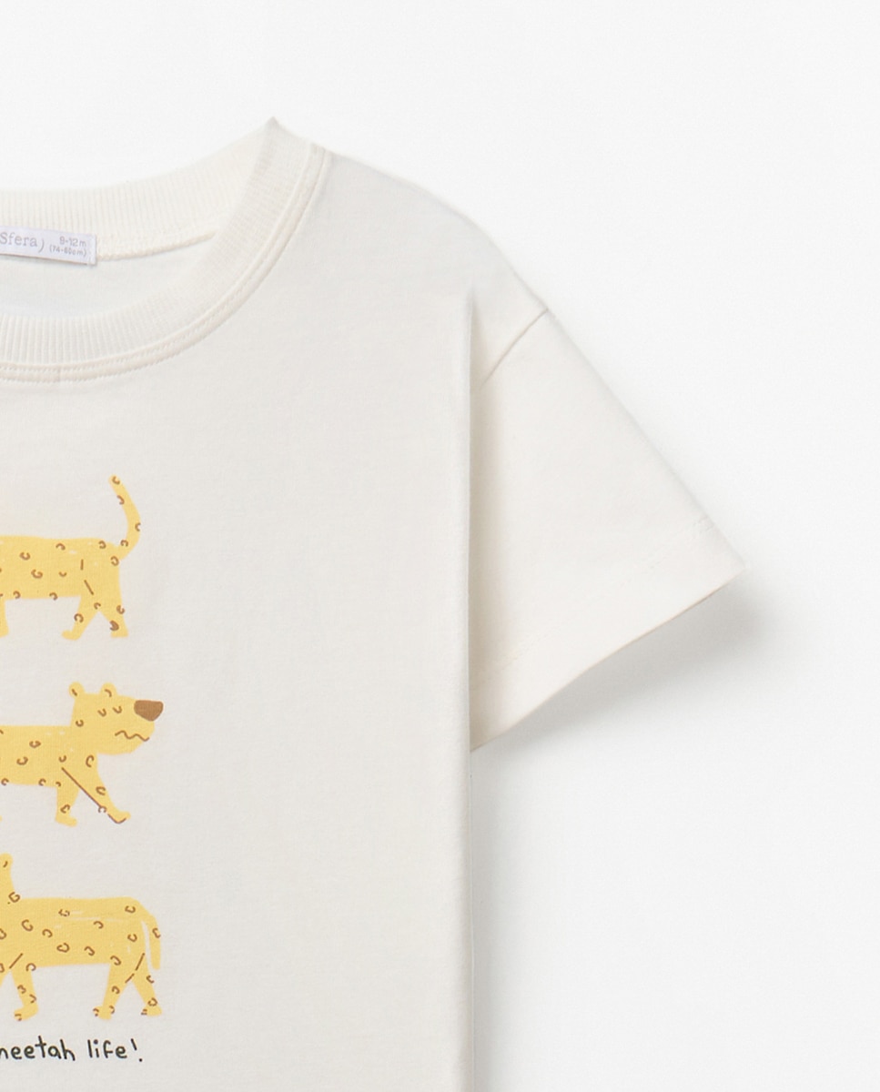 T-shirt com Tigres Sfera Branco-marfim-3