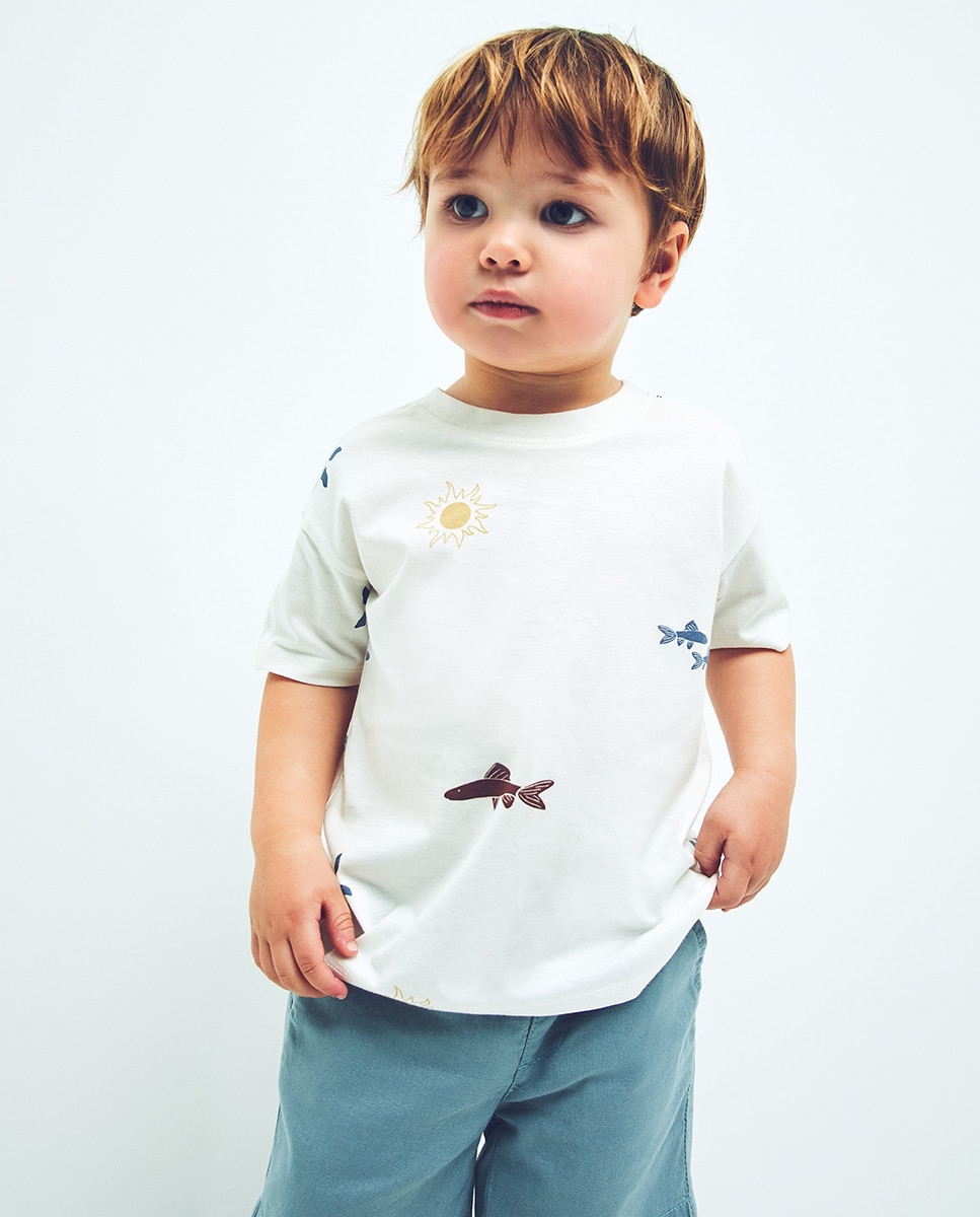 T-shirt estampada Sfera Branco-marfim-1