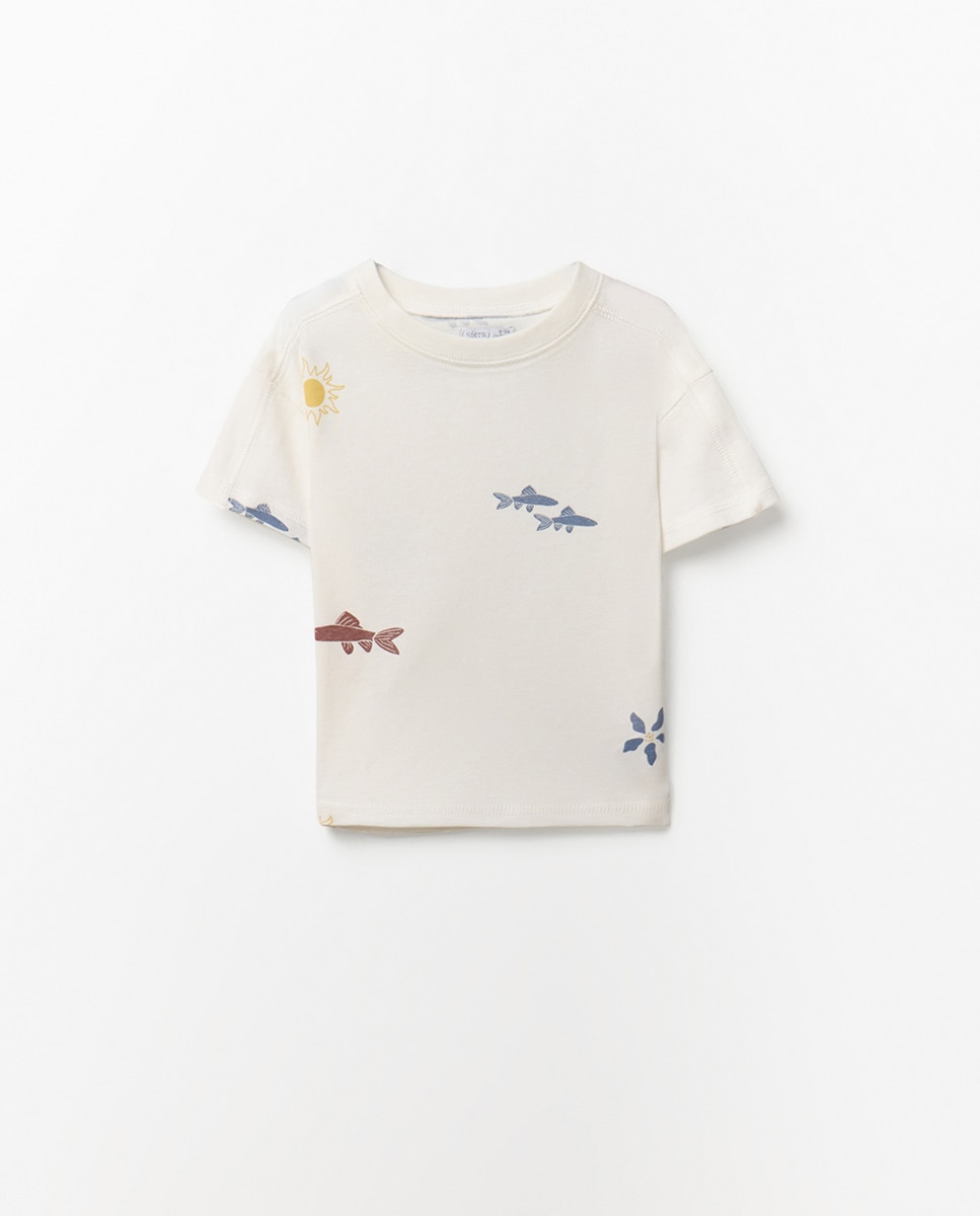 T-shirt estampada Sfera Branco-marfim-3