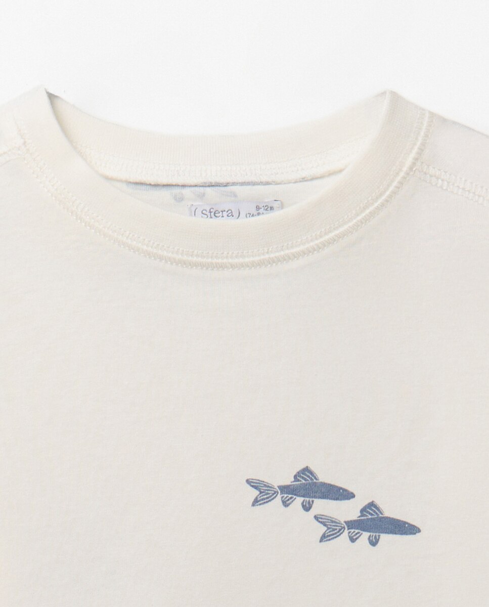 T-shirt estampada Sfera Branco-marfim-4