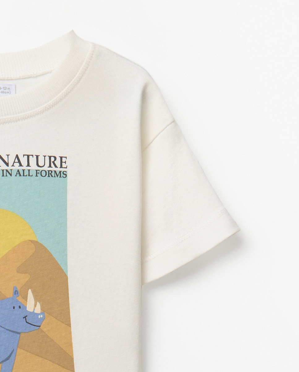 T-shirt de Manga Curta Estampada Sfera Branco-marfim-5