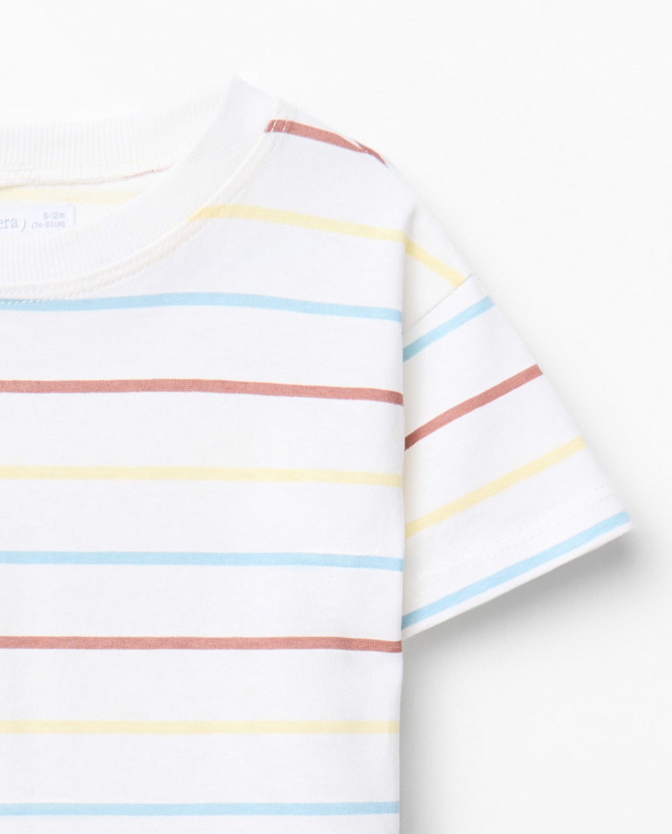 T-shirt às riscas tricolor Sfera Amarelo-2