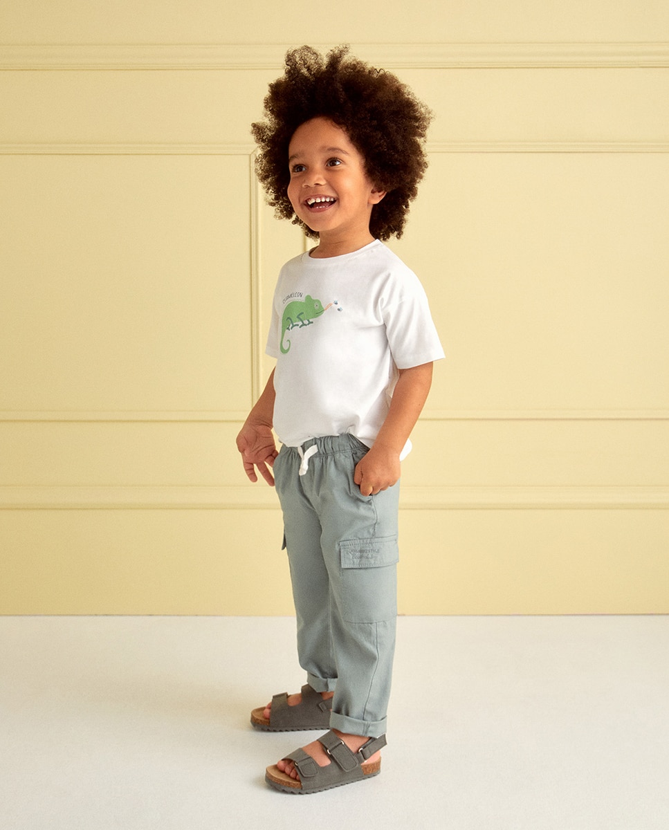 T-shirt com Estampado de Camaleão Sfera Branco-3