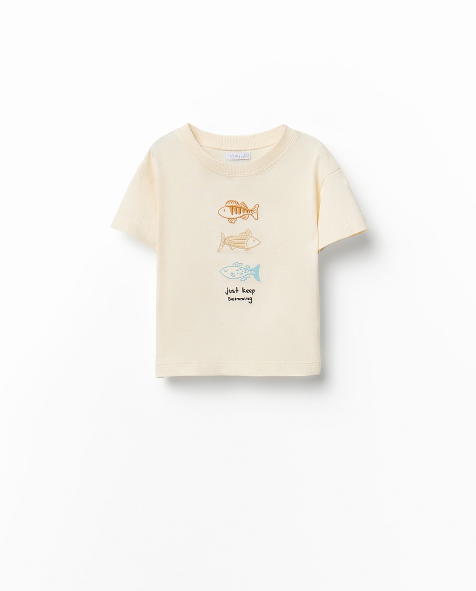 Imagem 0 de T-shirt com Bordado de Peixes