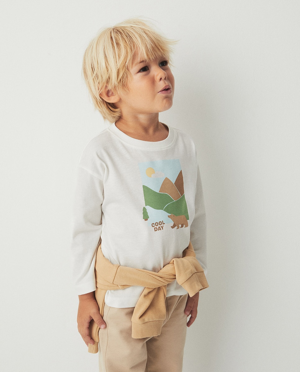 Camiseta estampado paisaje - Sfera - Blanco roto Blanco roto-1