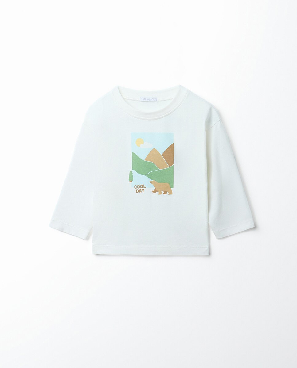 Camiseta estampado paisaje - Sfera - Blanco roto Blanco roto-4