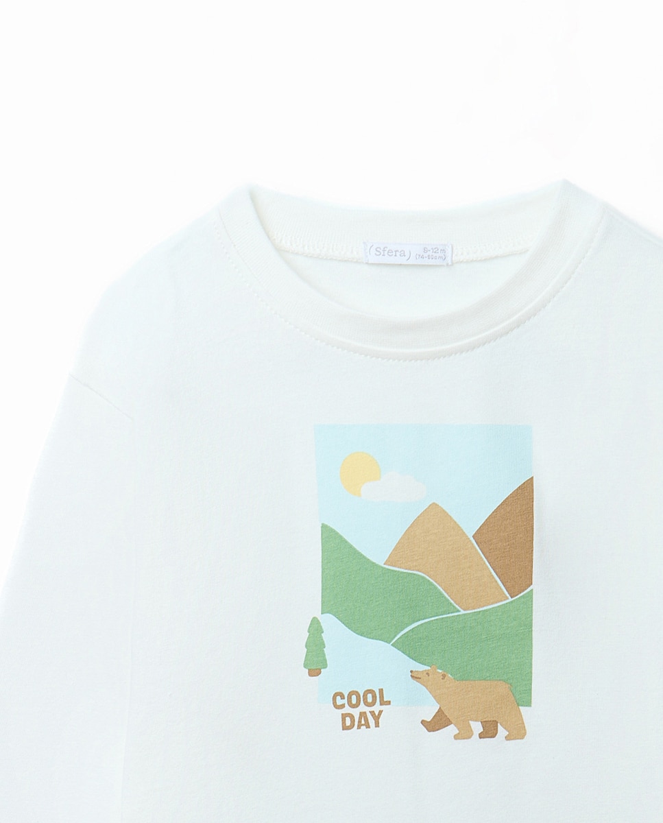 Camiseta estampado paisaje - Sfera - Blanco roto Blanco roto-5