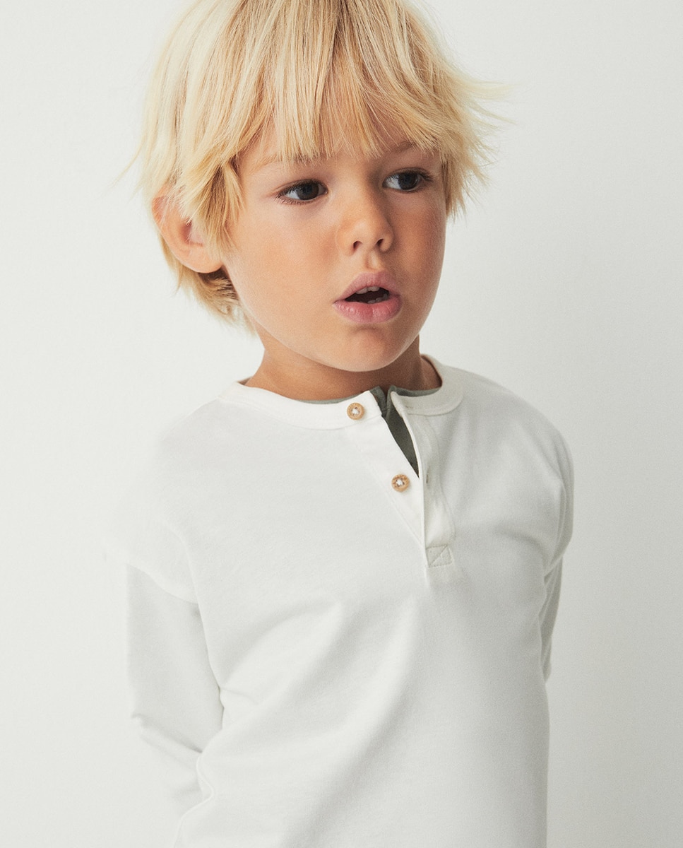 Camiseta cuello panadera - Sfera - Blanco roto Blanco roto-1