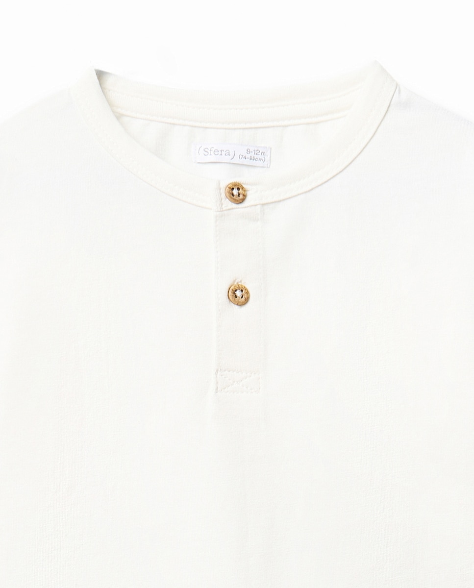 T-shirt com Gola Tipo Padeiro Sfera Branco-marfim-2
