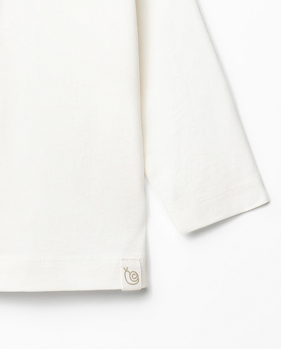 T-shirt com Gola Tipo Padeiro Sfera Branco-marfim-3