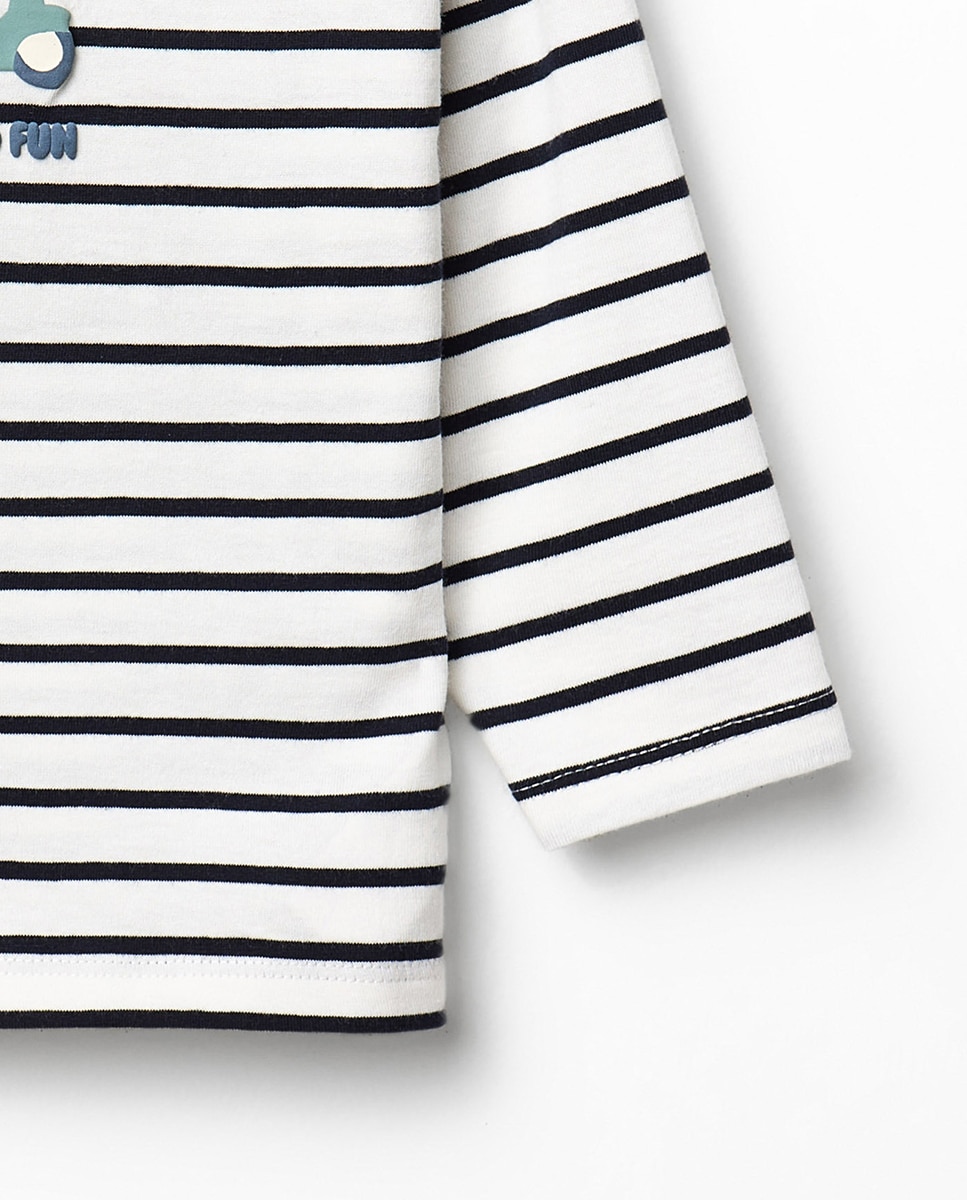 T-shirt às Riscas com Mota Sfera Azul-marinho-3
