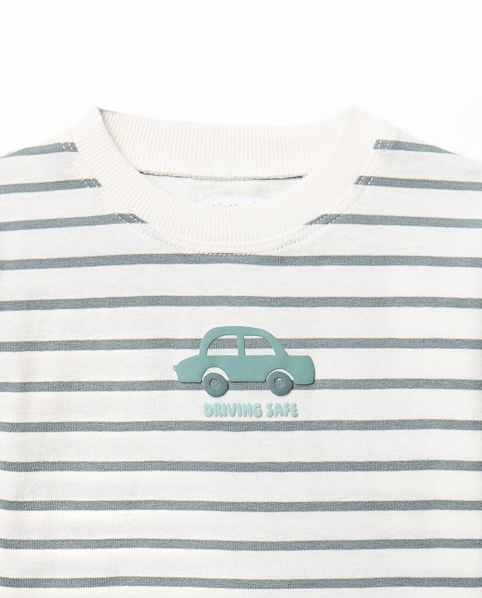 T-shirt às Riscas com Carro Sfera Azul-escuro-2