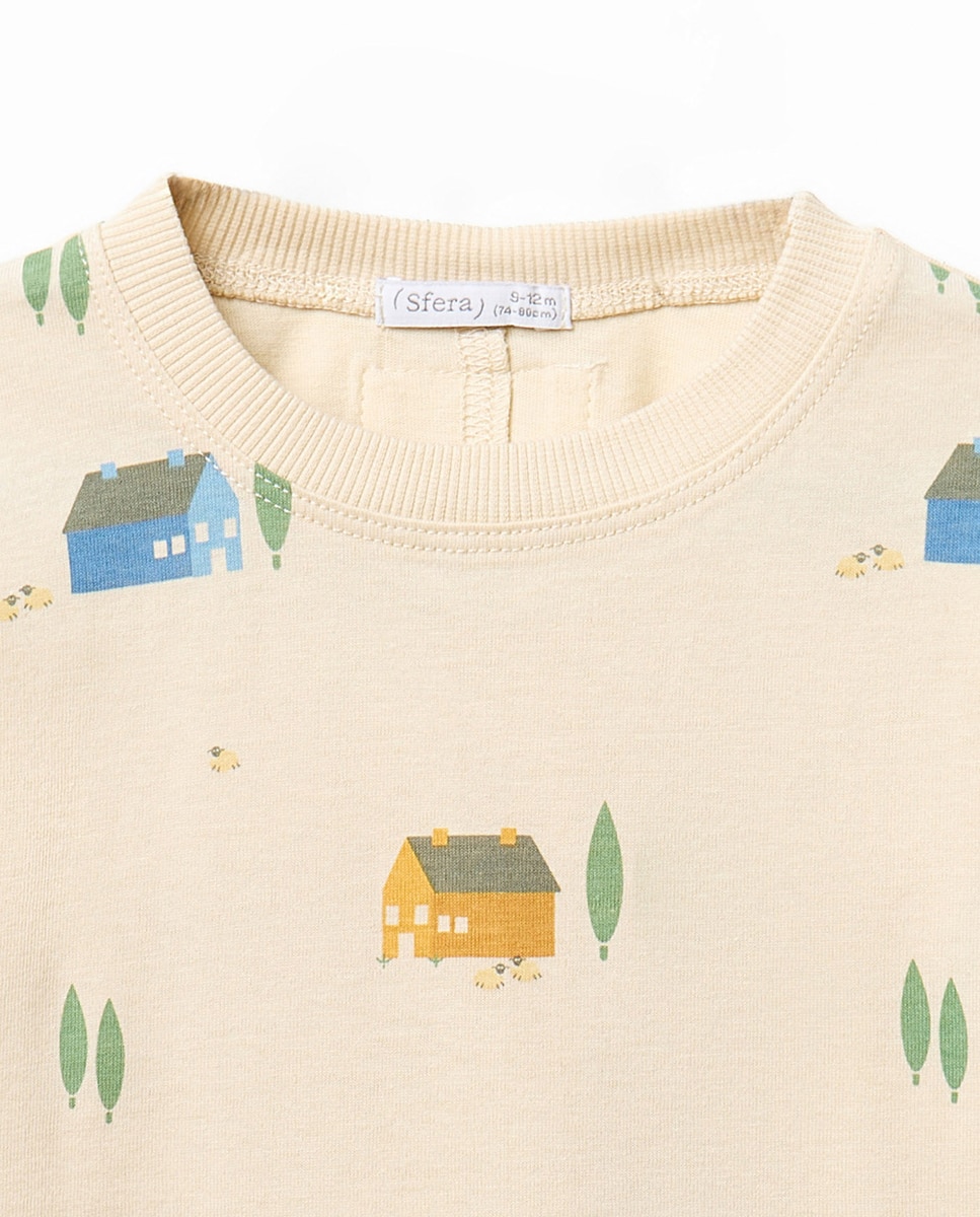 T-shirt com Estampado de Quintas Branco-marfim-2
